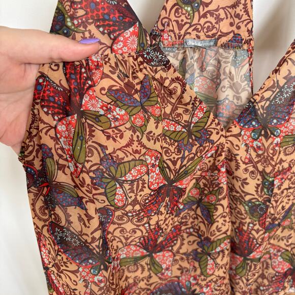 Y2K Charlotte Russe Butterfly Sheer Tank Top Racerback Festival Blouse Medium - Picture 4 of 8